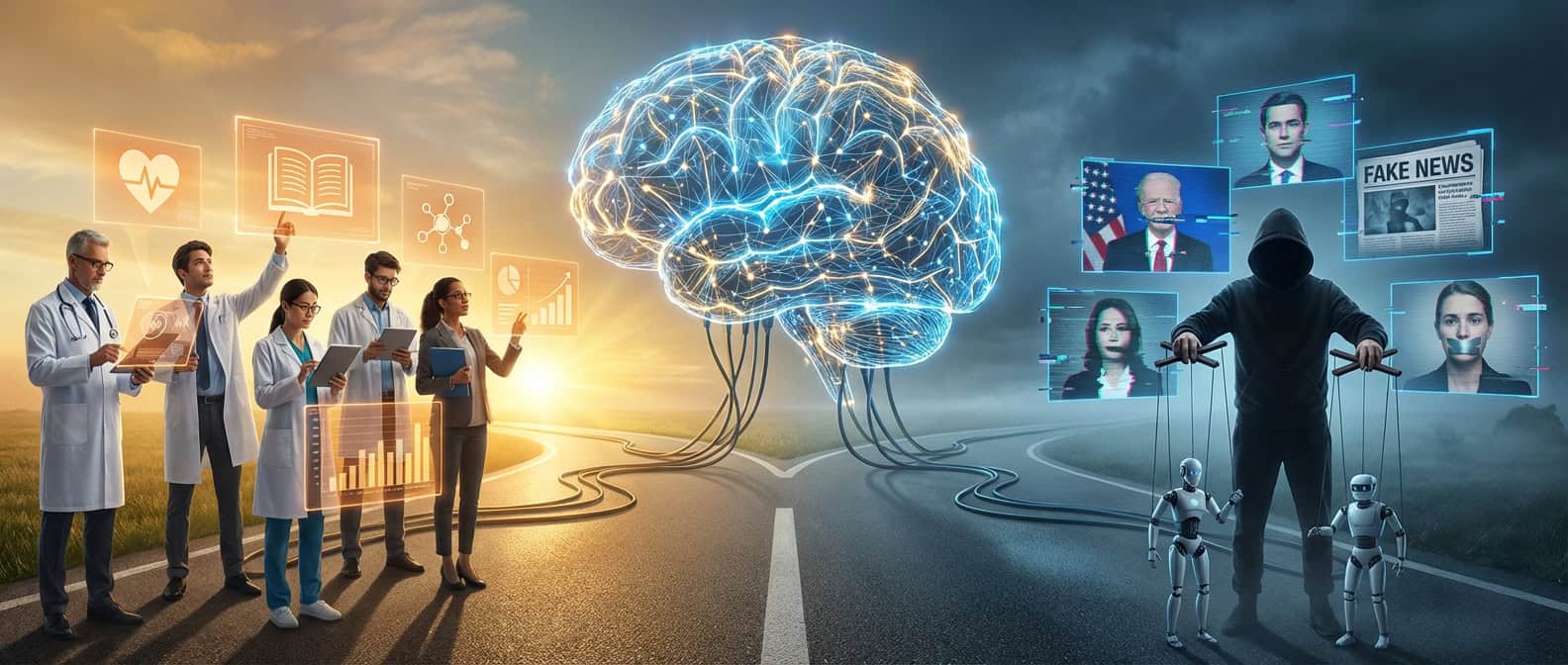 Zwei Wege, KI als Wachstumstreiber und als Quelle der Desinformation